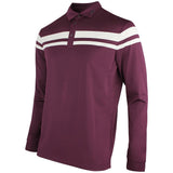 J.Lindeberg Golf Shirt - Kenny LS Stripe Polo - Winetasting AW26