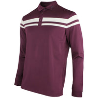 J.Lindeberg Golf Shirt - Kenny LS Stripe Polo - Winetasting AW26