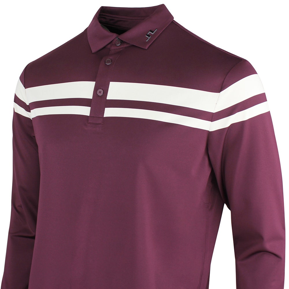 J.Lindeberg Golf Shirt - Kenny LS Stripe Polo - Winetasting AW26