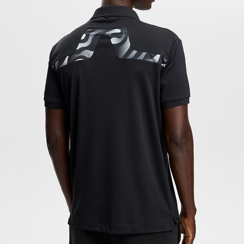 J.Lindeberg Golf Shirt - KV Print Regular Fit - Black AW26