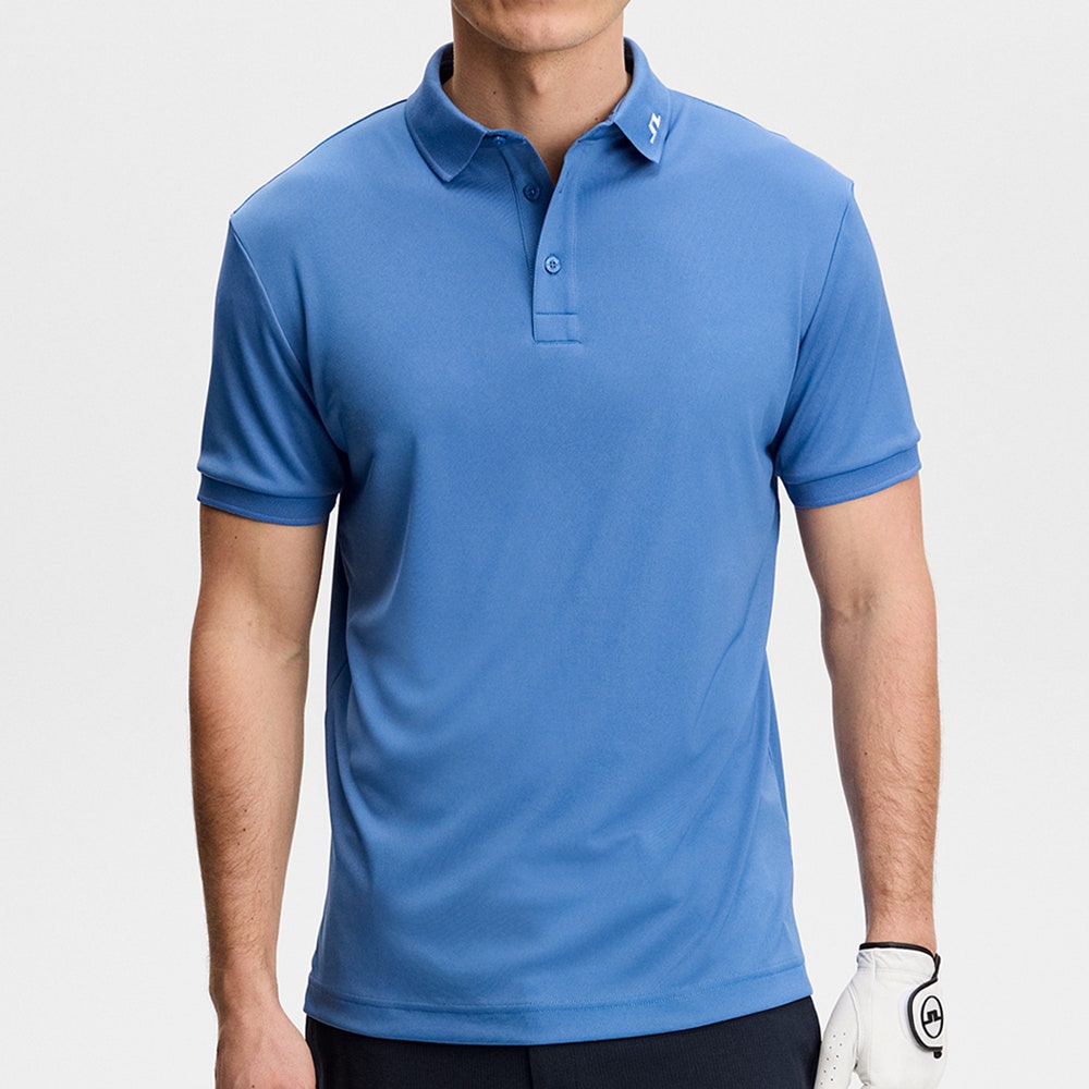 J.Lindeberg Golf Shirt - KV Print Regular Fit - Federal Blue SS26