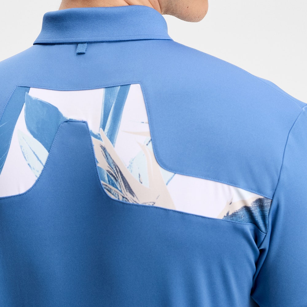 J.Lindeberg Golf Shirt - KV Print Regular Fit - Federal Blue SS26