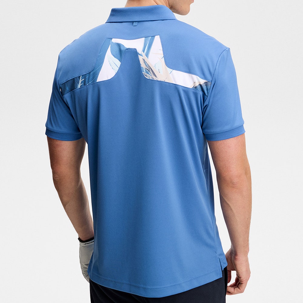 J.Lindeberg Golf Shirt - KV Print Regular Fit - Federal Blue SS26