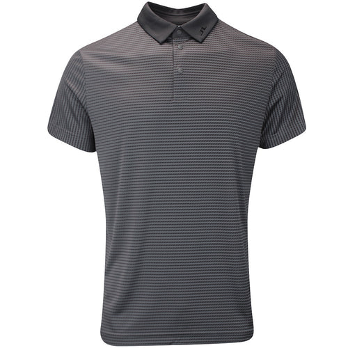 J.Lindeberg Golf Shirt - Marvin Stripe Regular Fit - Asphalt AW25