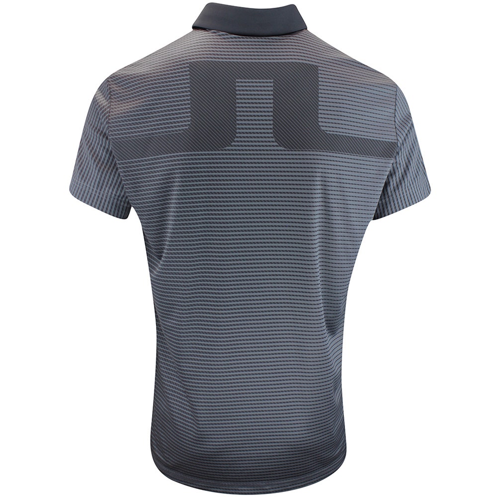 J.Lindeberg Golf Shirt - Marvin Stripe Regular Fit - Asphalt AW25