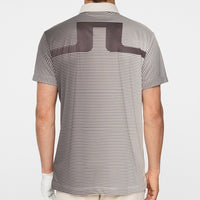 J.Lindeberg Golf Shirt - Marvin Stripe Regular Fit - Moonbeam AW25