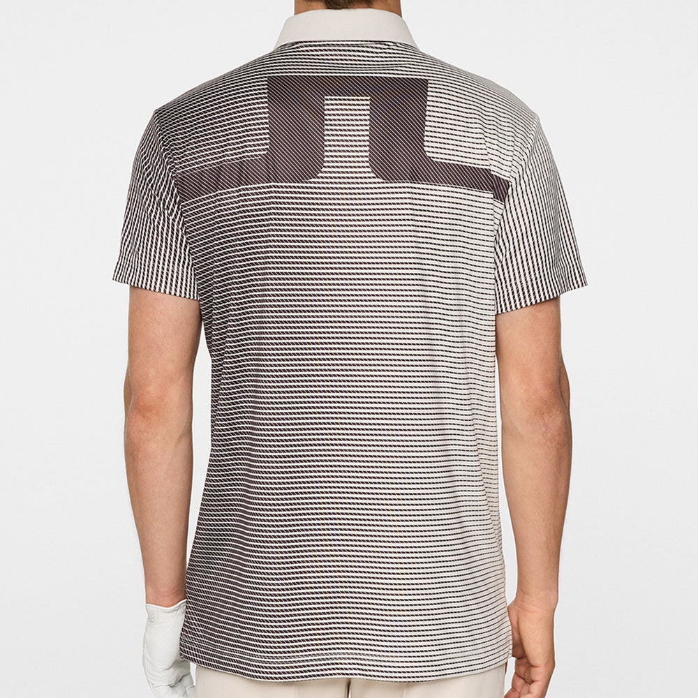 J.Lindeberg Golf Shirt - Marvin Stripe Regular Fit - Moonbeam AW25