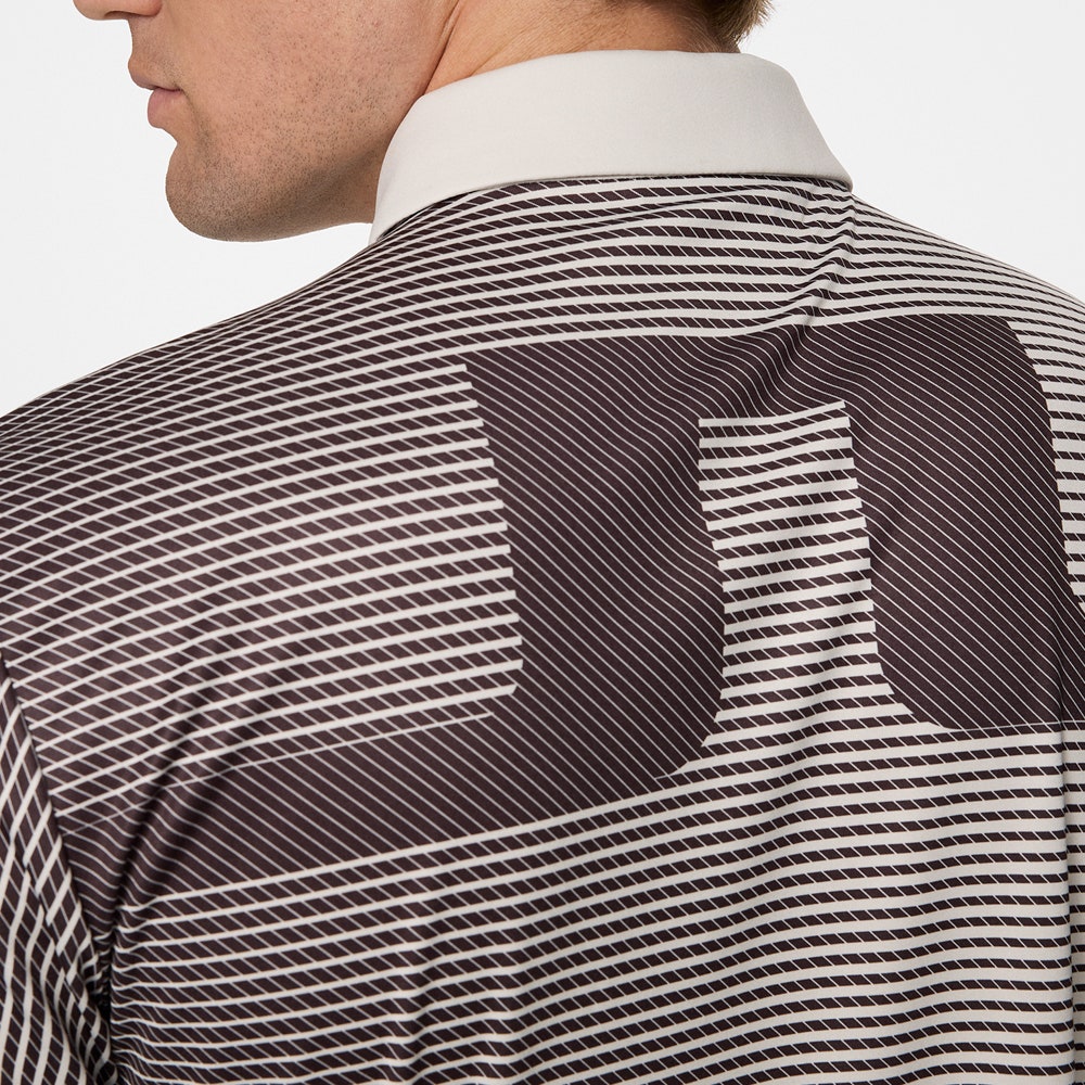 J.Lindeberg Golf Shirt - Marvin Stripe Regular Fit - Moonbeam AW25