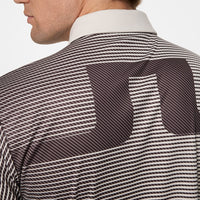 J.Lindeberg Golf Shirt - Marvin Stripe Regular Fit - Moonbeam AW25