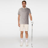 J.Lindeberg Golf Shirt - Marvin Stripe Regular Fit - Moonbeam AW25