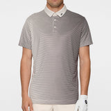 J.Lindeberg Golf Shirt - Marvin Stripe Regular Fit - Moonbeam AW25