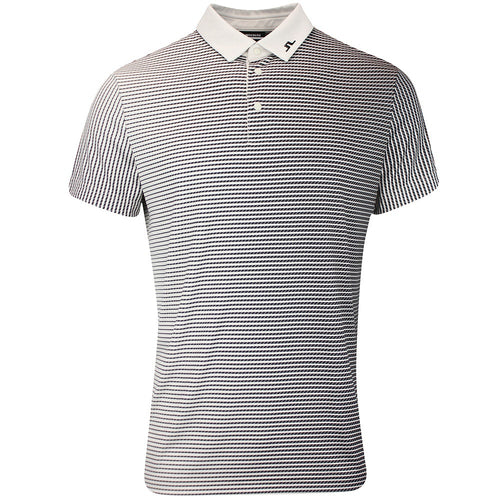 J.Lindeberg Golf Shirt - Marvin Stripe Regular Fit - Moonbeam AW25
