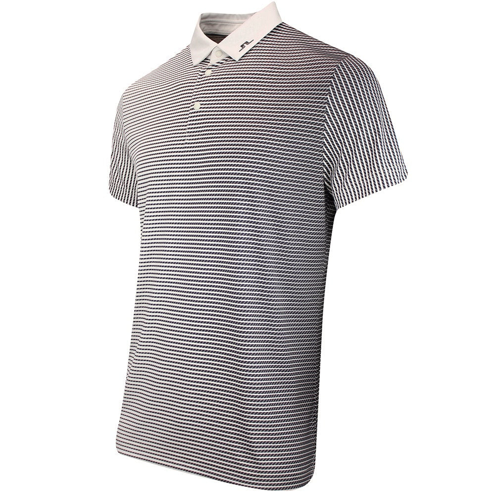J.Lindeberg Golf Shirt - Marvin Stripe Regular Fit - Moonbeam AW25