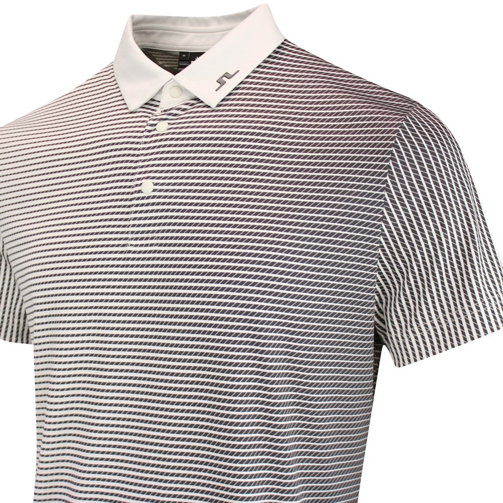 J.Lindeberg Golf Shirt - Marvin Stripe Regular Fit - Moonbeam AW25