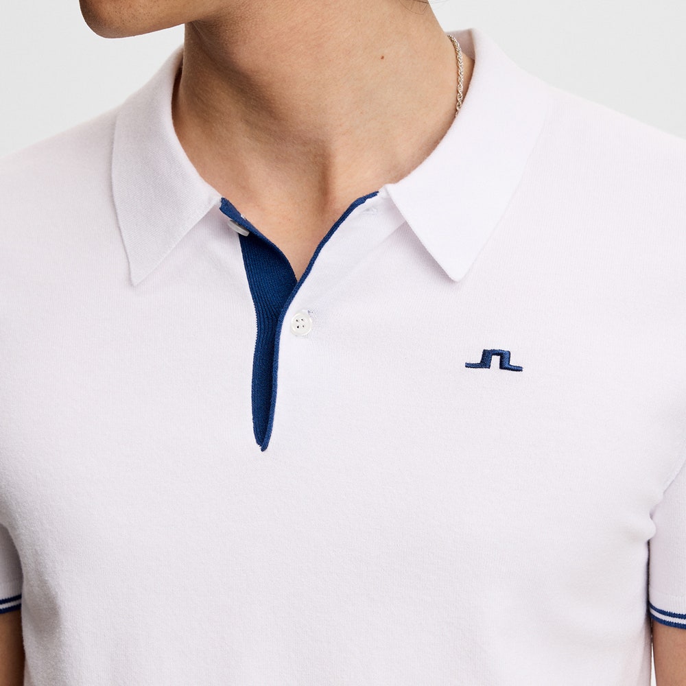 J.Lindeberg Golf Shirt - Matheo Knit Regular Fit - White SH26