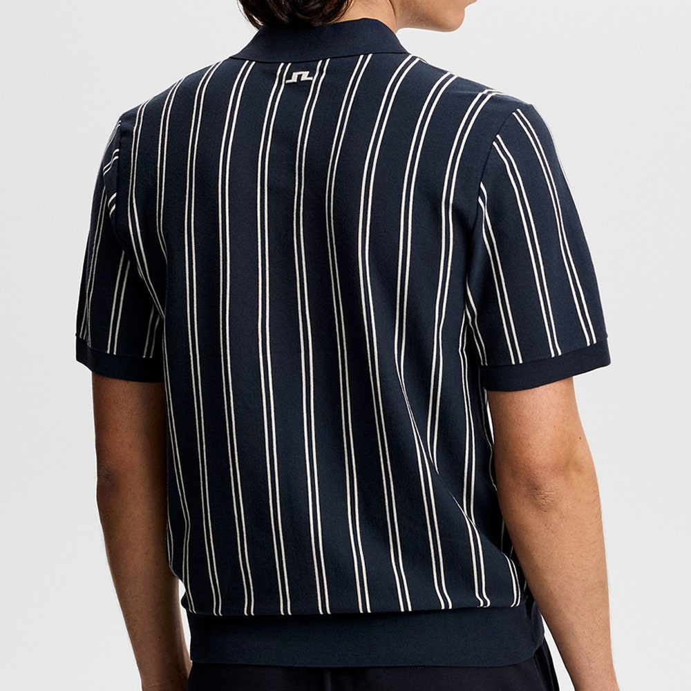 J.Lindeberg Golf Shirt - Reymond Stripe Knit Polo - JL Navy SH26