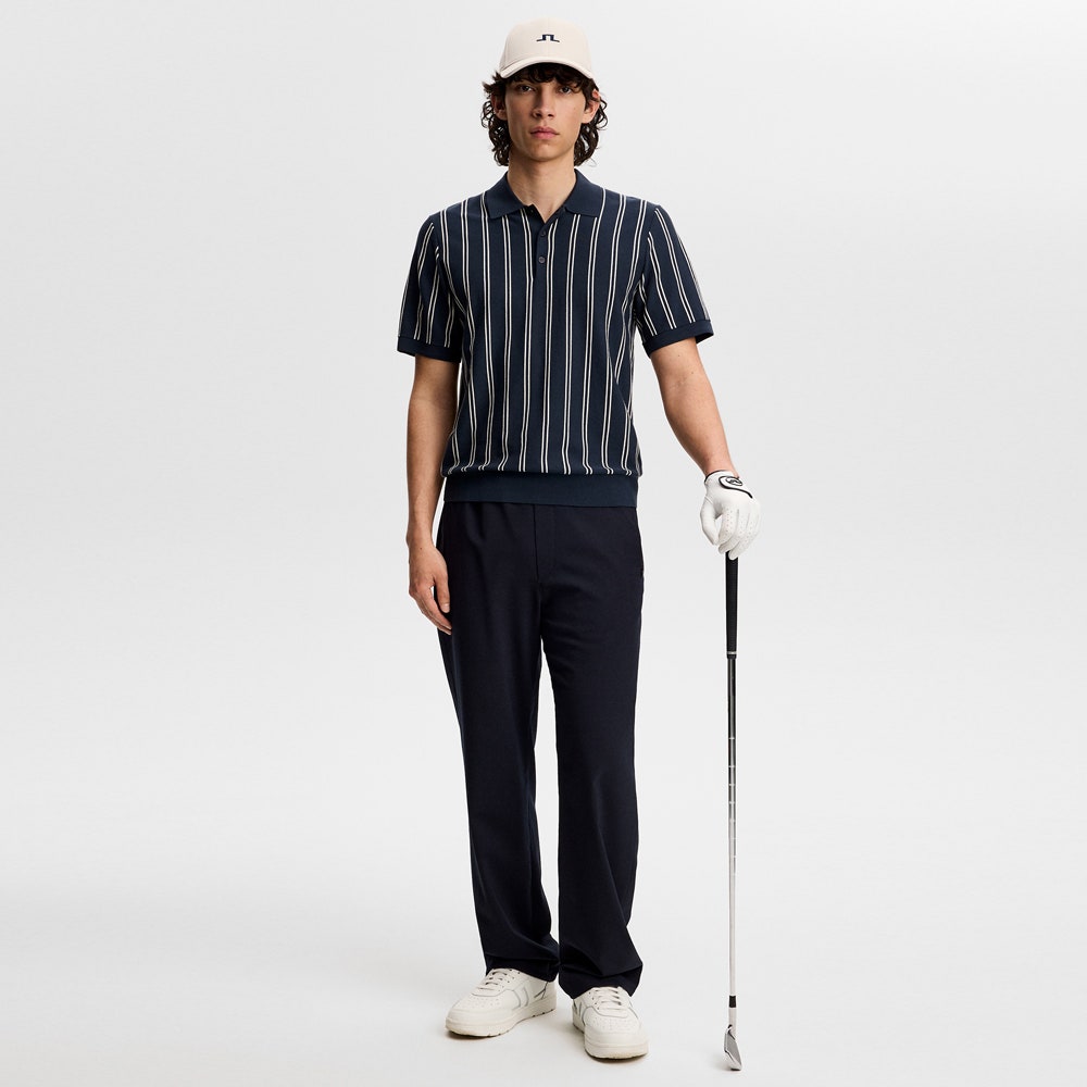 J.Lindeberg Golf Shirt - Reymond Stripe Knit Polo - JL Navy SH26