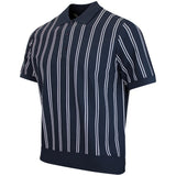 J.Lindeberg Golf Shirt - Reymond Stripe Knit Polo - JL Navy SH26