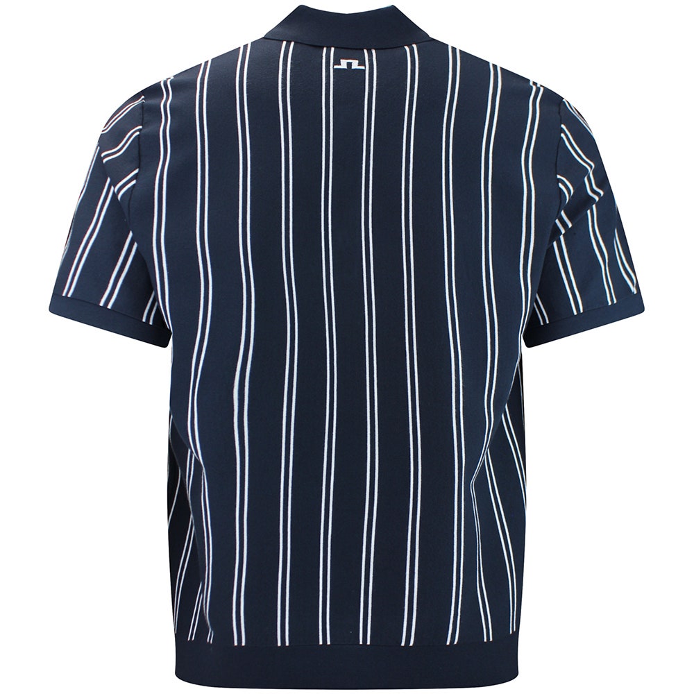 J.Lindeberg Golf Shirt - Reymond Stripe Knit Polo - JL Navy SH26