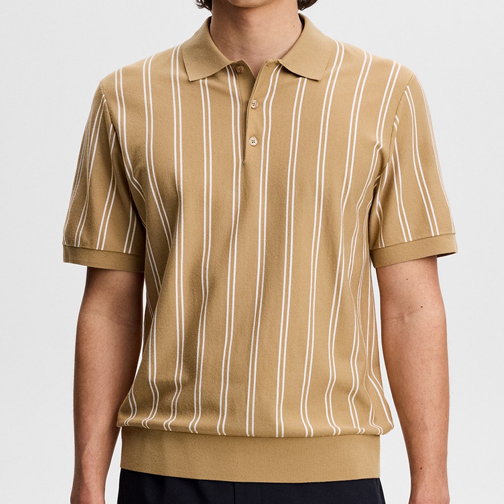 J.Lindeberg Golf Shirt - Reymond Stripe Knit Polo - Kelp SH26