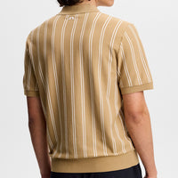 J.Lindeberg Golf Shirt - Reymond Stripe Knit Polo - Kelp SH26