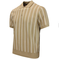 J.Lindeberg Golf Shirt - Reymond Stripe Knit Polo - Kelp SH26