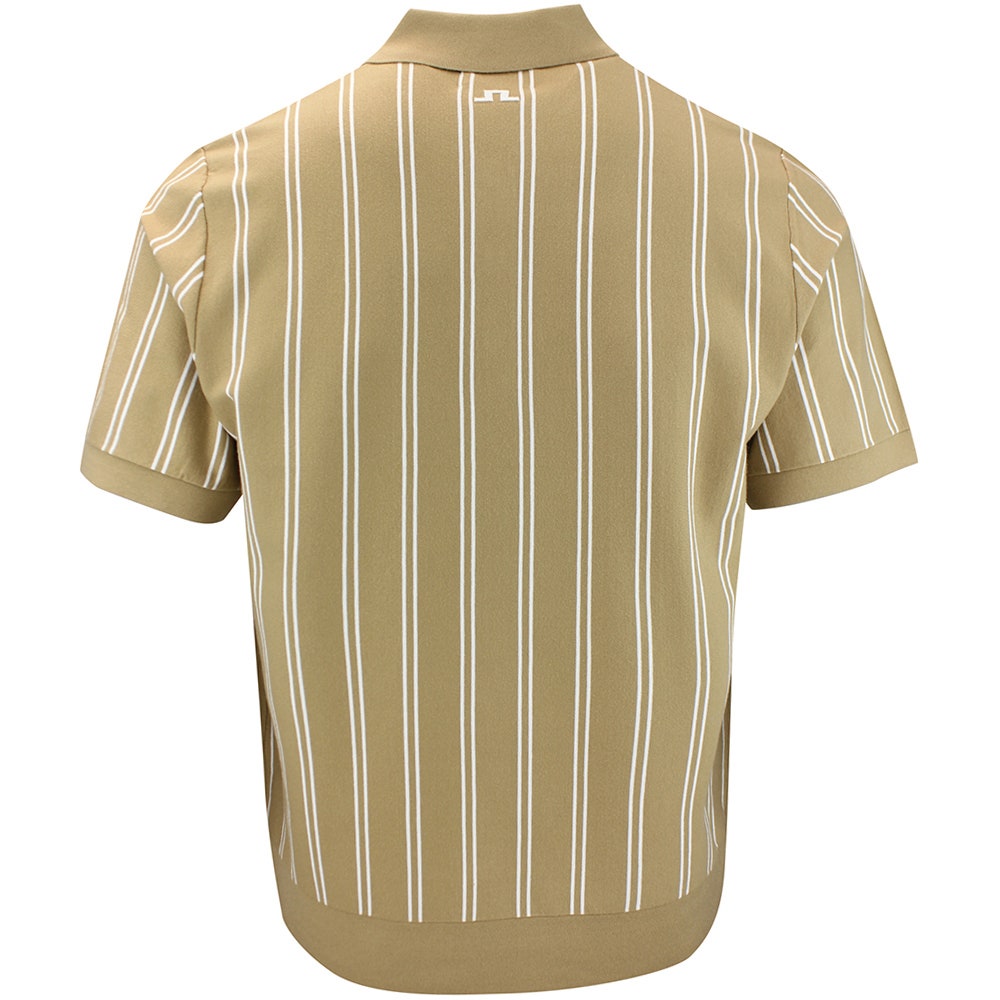 J.Lindeberg Golf Shirt - Reymond Stripe Knit Polo - Kelp SH26