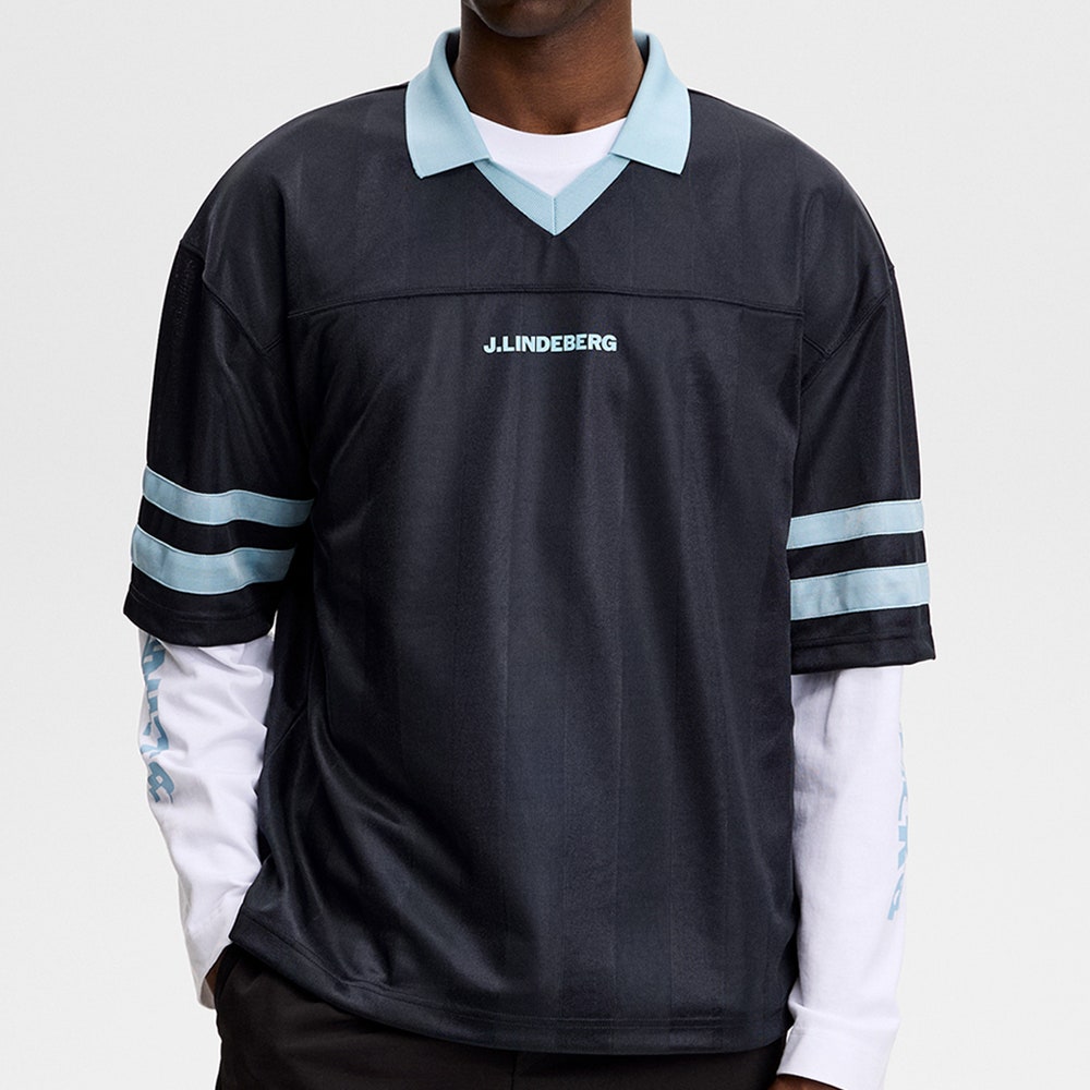 J.Lindeberg Golf Shirt - Rusty Jacquard Relaxed Fit - JL Navy SS26