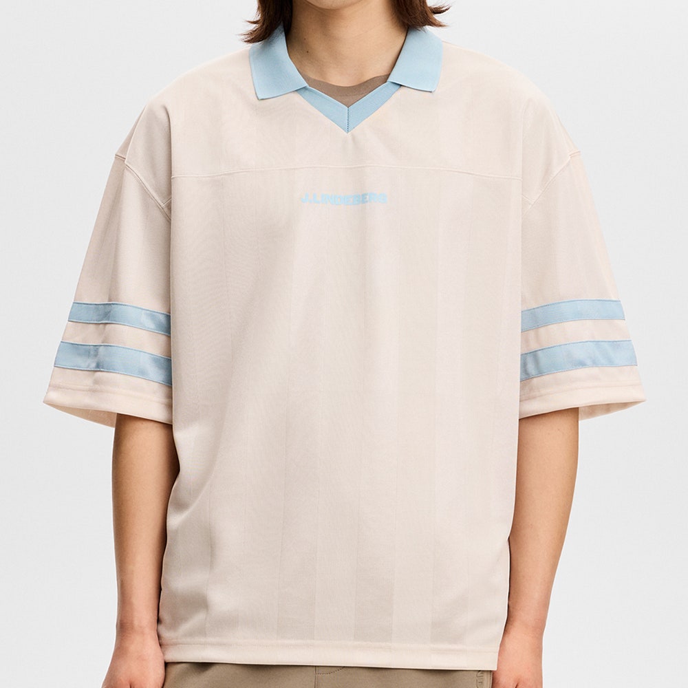 J.Lindeberg Golf Shirt - Rusty Jacquard Relaxed Fit - Moonbeam SS26