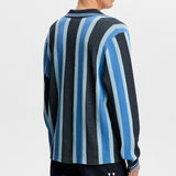 J.Lindeberg Golf Shirt - Silas Stripe Knit Sweater Polo - JL Navy SS26