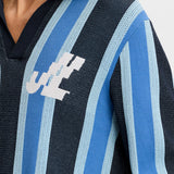 J.Lindeberg Golf Shirt - Silas Stripe Knit Sweater Polo - JL Navy SS26