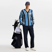 J.Lindeberg Golf Shirt - Silas Stripe Knit Sweater Polo - JL Navy SS26