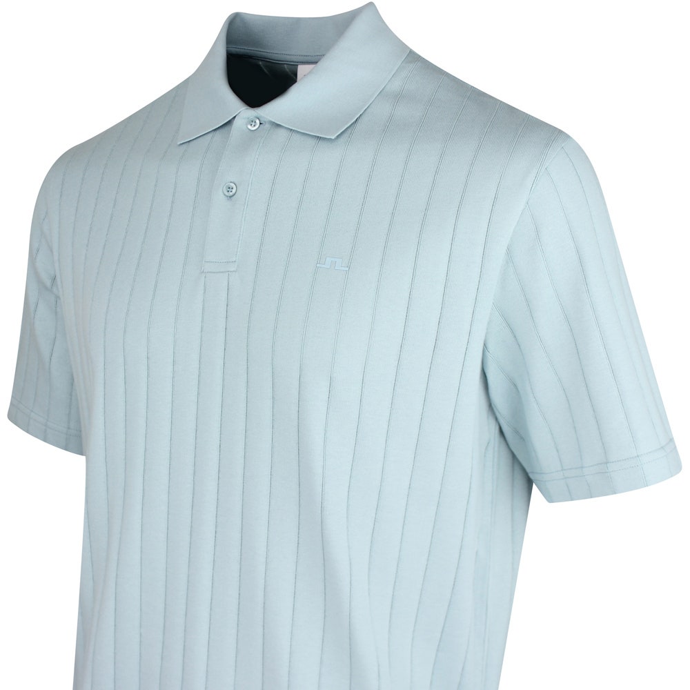 J.Lindeberg Golf Shirt - Simon Stripe Regular Fit - Forget-Me-Not SS26