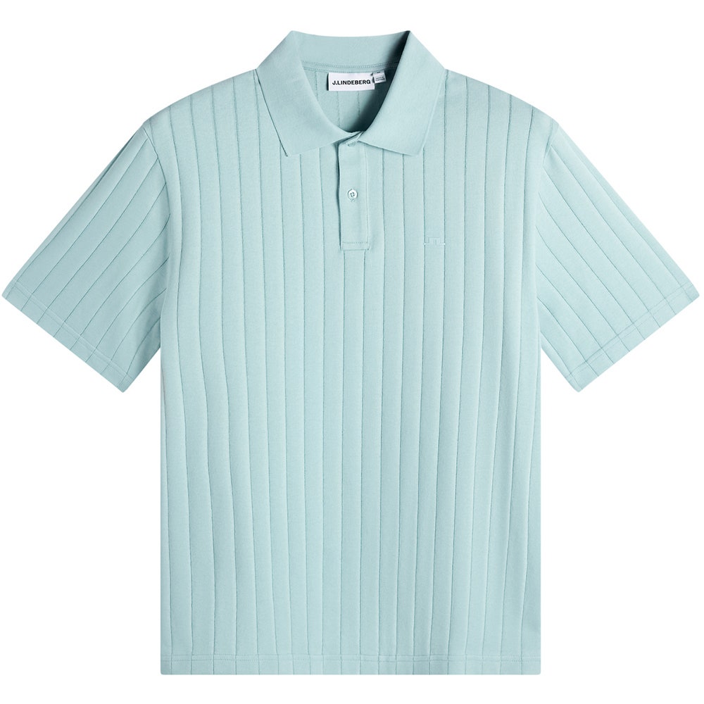 J.Lindeberg Golf Shirt - Simon Stripe Regular Fit - Forget-Me-Not SS26