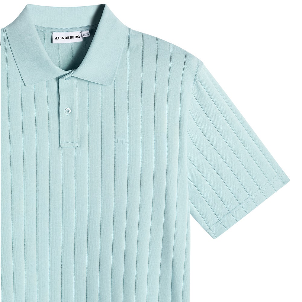J.Lindeberg Golf Shirt - Simon Stripe Regular Fit - Forget-Me-Not SS26