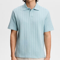 J.Lindeberg Golf Shirt - Simon Stripe Regular Fit - Forget-Me-Not SS26