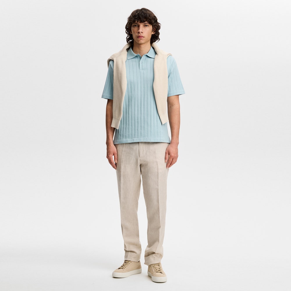 J.Lindeberg Golf Shirt - Simon Stripe Regular Fit - Forget-Me-Not SS26