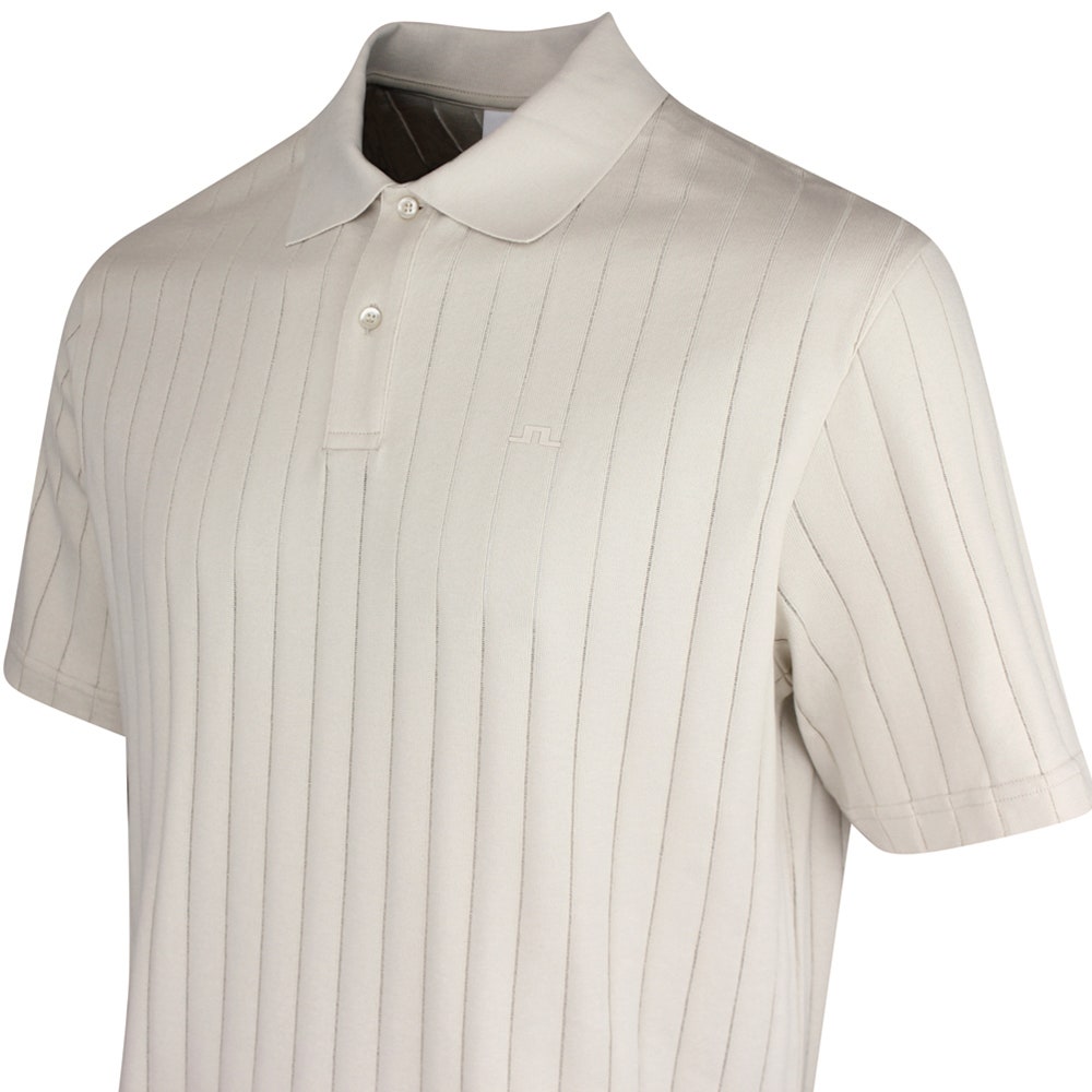 J.Lindeberg Golf Shirt - Simon Stripe Regular Fit - Moonbeam SS26