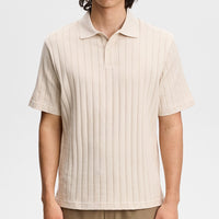 J.Lindeberg Golf Shirt - Simon Stripe Regular Fit - Moonbeam SS26