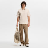 J.Lindeberg Golf Shirt - Simon Stripe Regular Fit - Moonbeam SS26