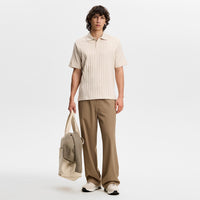 J.Lindeberg Golf Shirt - Simon Stripe Regular Fit - Moonbeam SS26