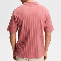 J.Lindeberg Golf Shirt - Simon Stripe Regular Fit - Withered Rose SS26
