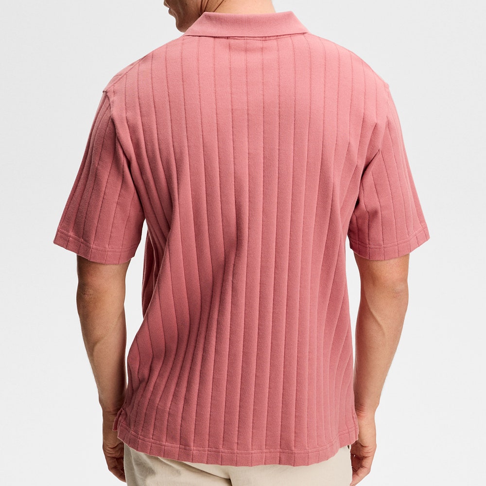 J.Lindeberg Golf Shirt - Simon Stripe Regular Fit - Withered Rose SS26