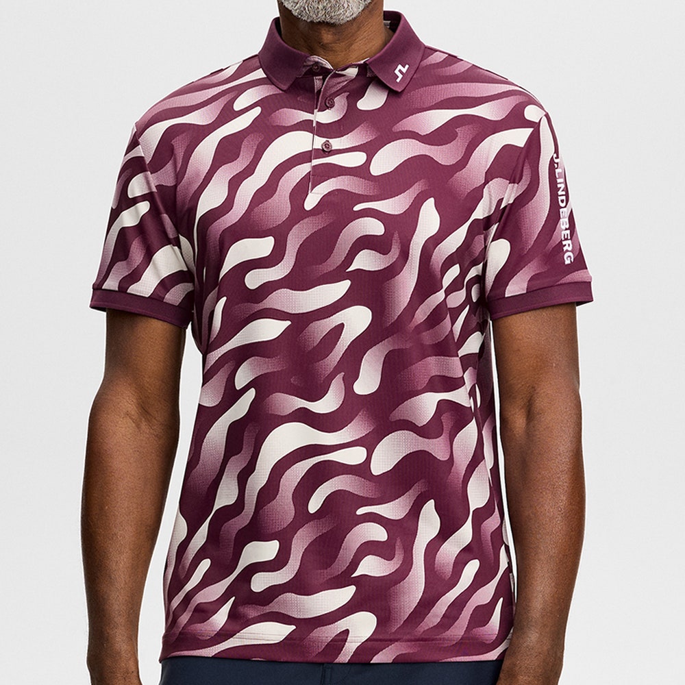 J.Lindeberg Golf Shirt - Tour Tech Print Reg. Fit - BF Wine AW26