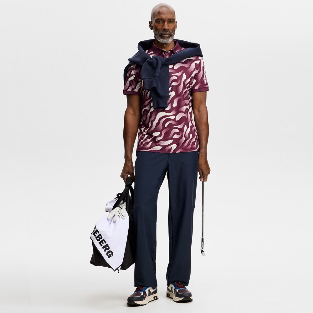 J.Lindeberg Golf Shirt - Tour Tech Print Reg. Fit - BF Wine AW26