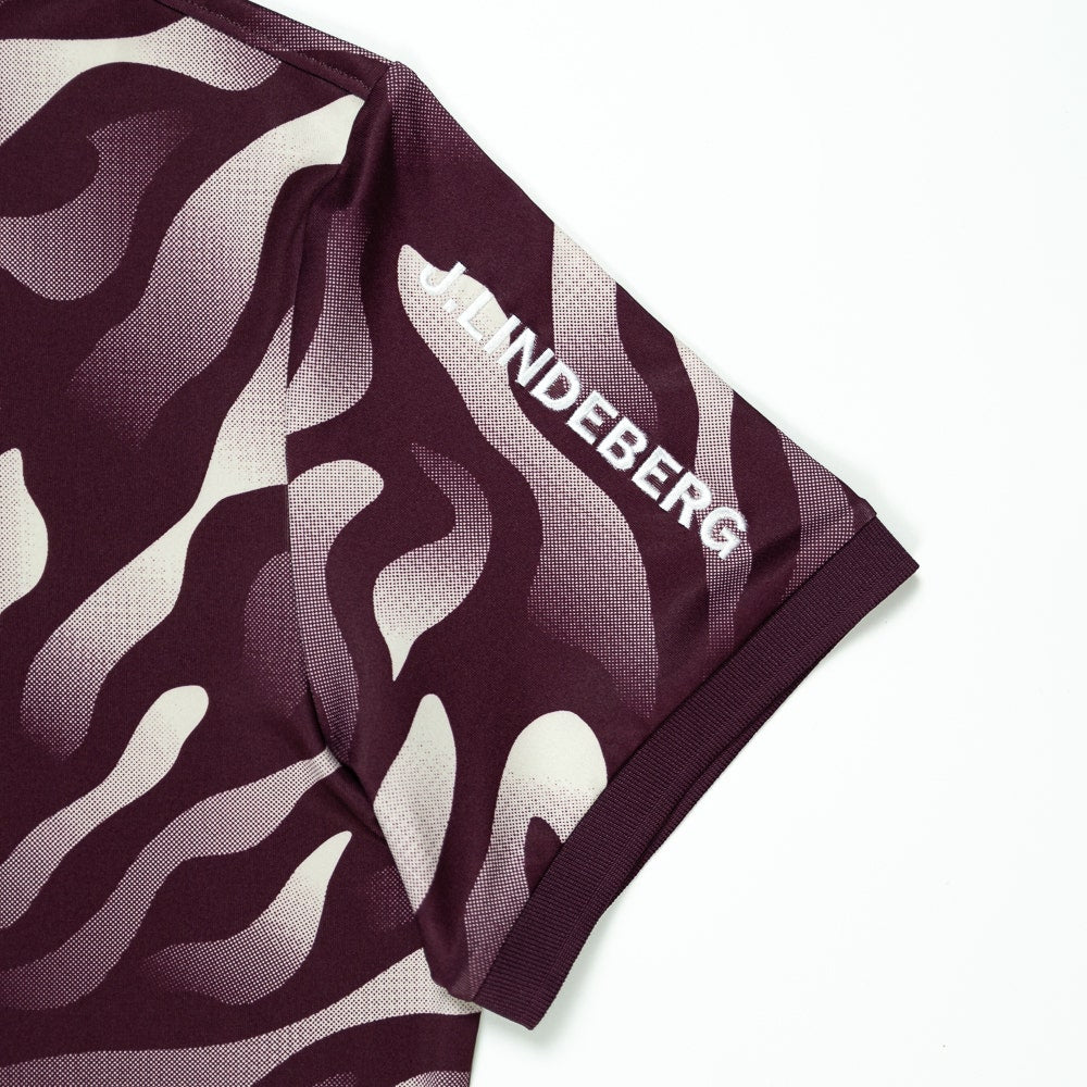 J.Lindeberg Golf Shirt - Tour Tech Print Reg. Fit - BF Wine AW26