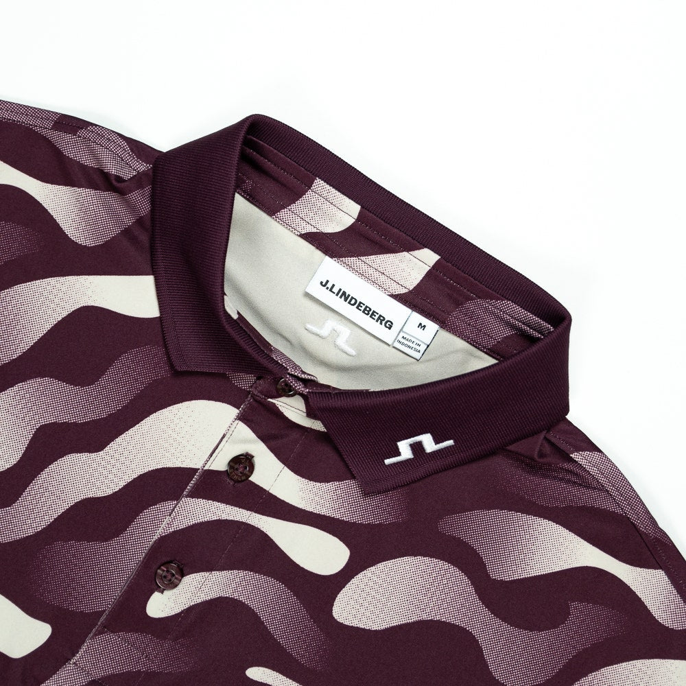 J.Lindeberg Golf Shirt - Tour Tech Print Reg. Fit - BF Wine AW26