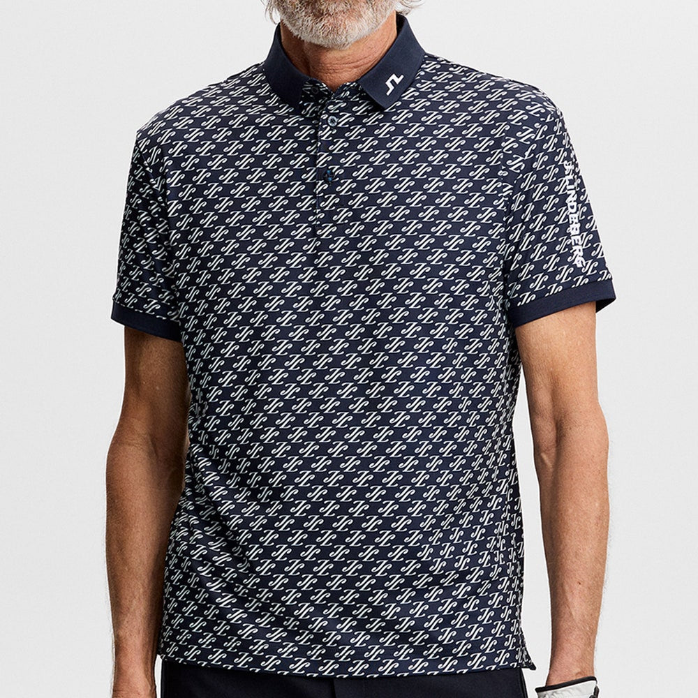 J.Lindeberg Golf Shirt - Tour Tech Print Reg. Fit - CJS Navy AW26