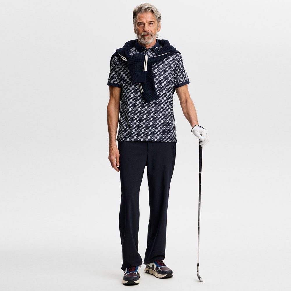 J.Lindeberg Golf Shirt - Tour Tech Print Reg. Fit - CJS Navy AW26