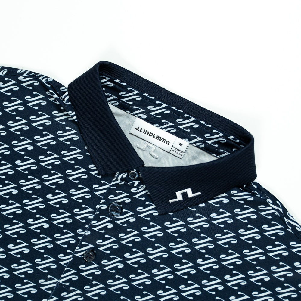 J.Lindeberg Golf Shirt - Tour Tech Print Reg. Fit - CJS Navy AW26